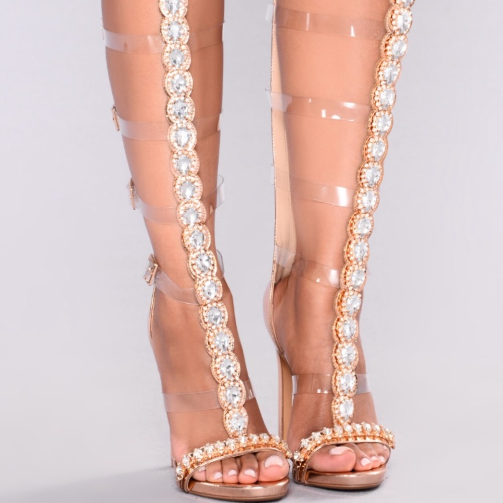 Fashion Nova Gladiator Queen Heel - Rose Gold